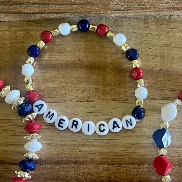 4th Of July Patriotic American USA Freedom Stretch Bangle Set Of 6 Unisex New - Picture 6 of 9